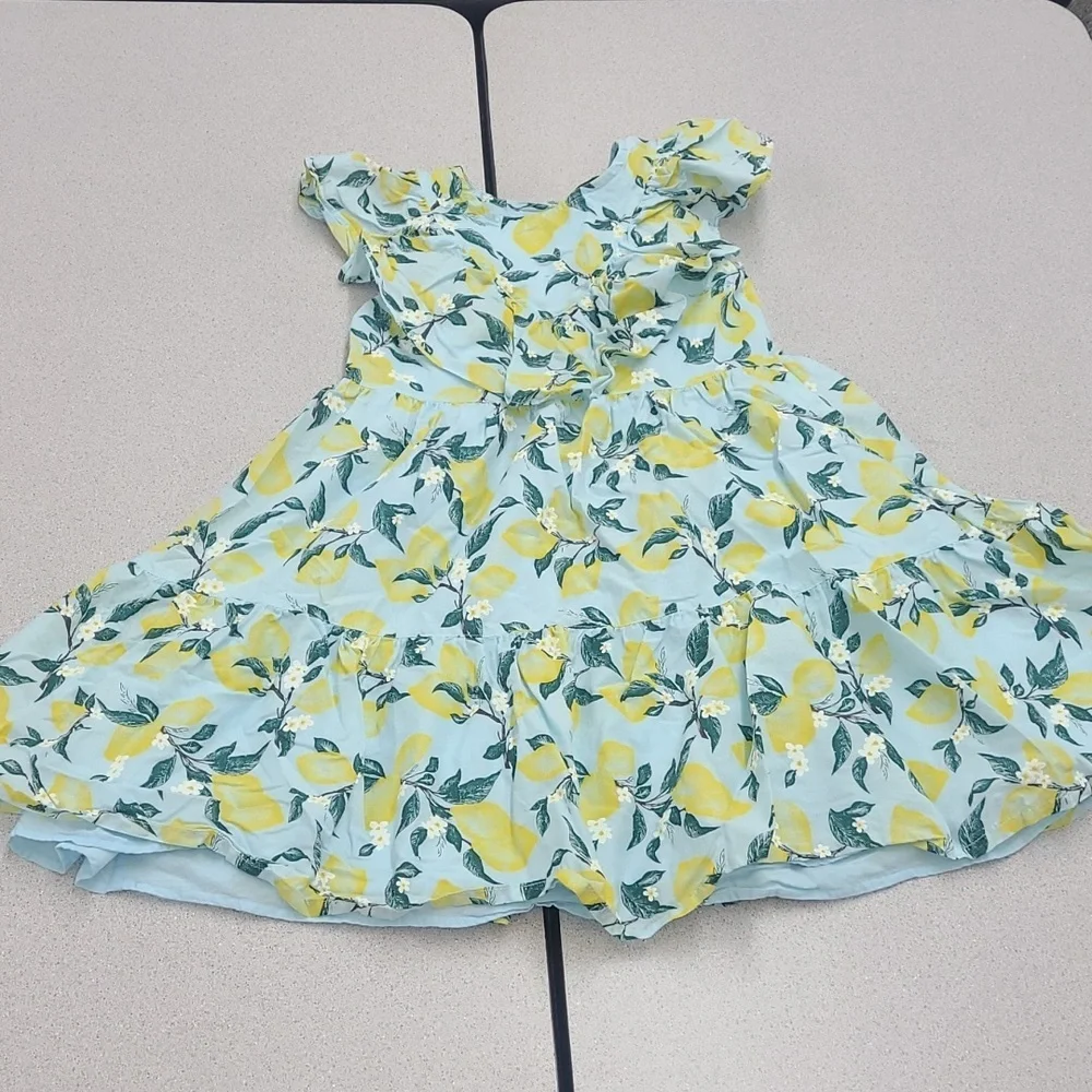 French Connection Blue and Yellow Lemon Patterned Dress Size 10/12